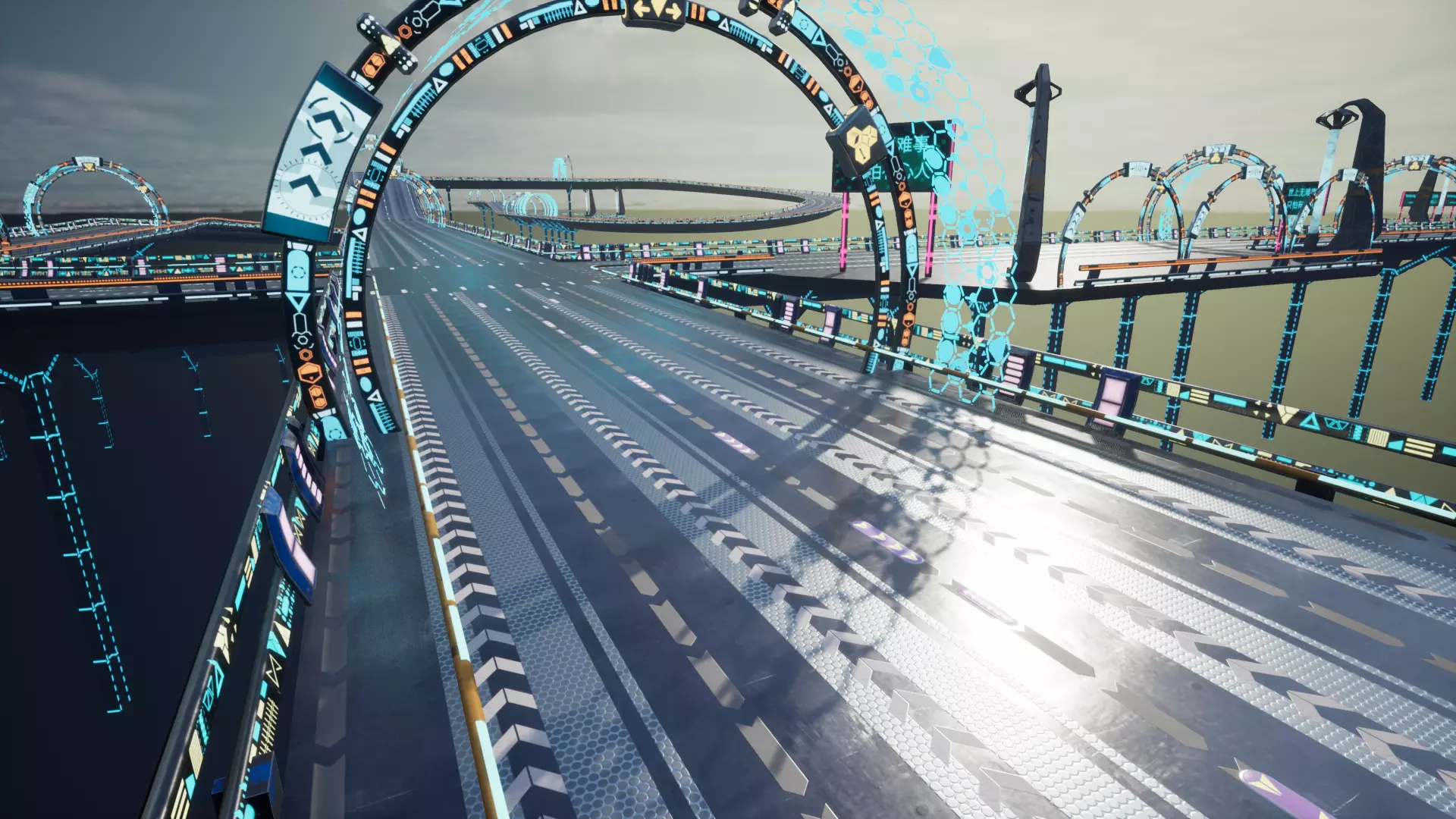 Modular Sci-fi Road  Low-poly 3D model_0