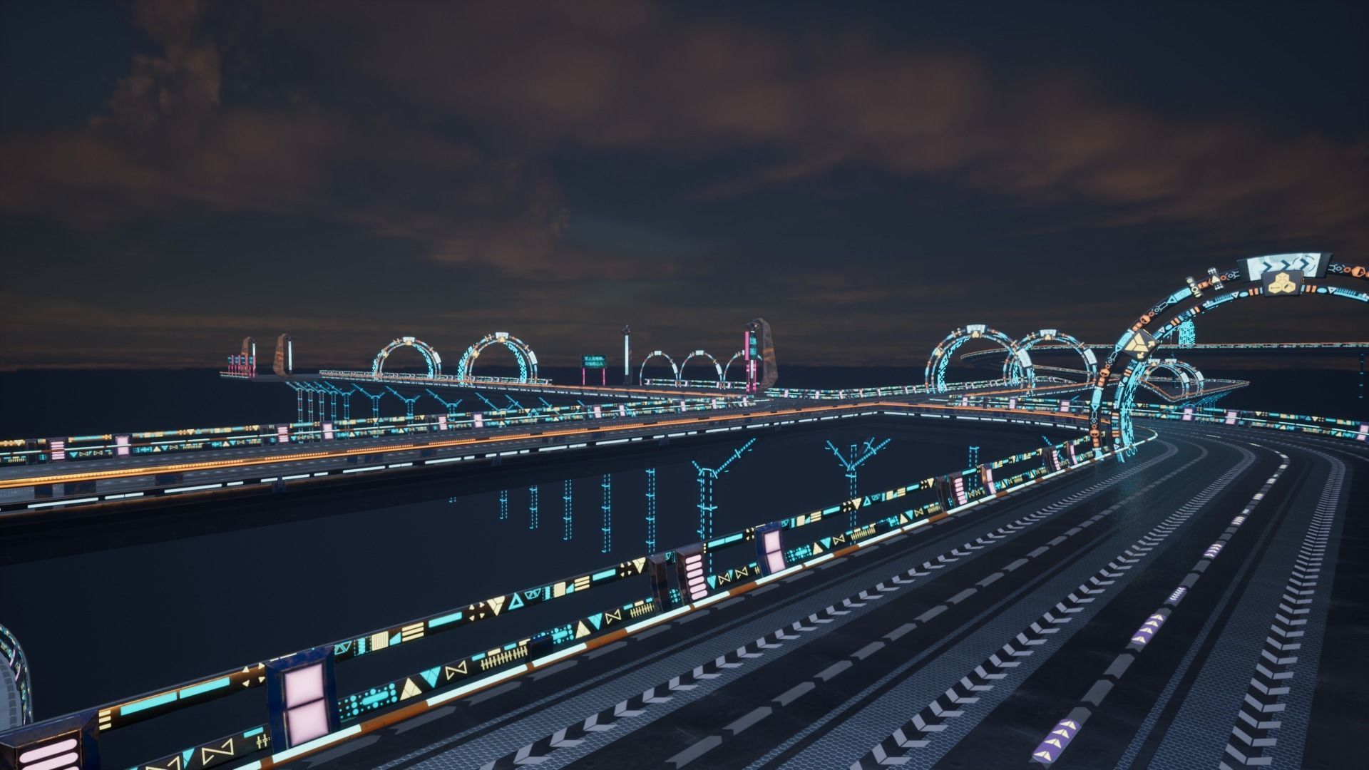 Modular Sci-fi Road  Low-poly 3D model_30