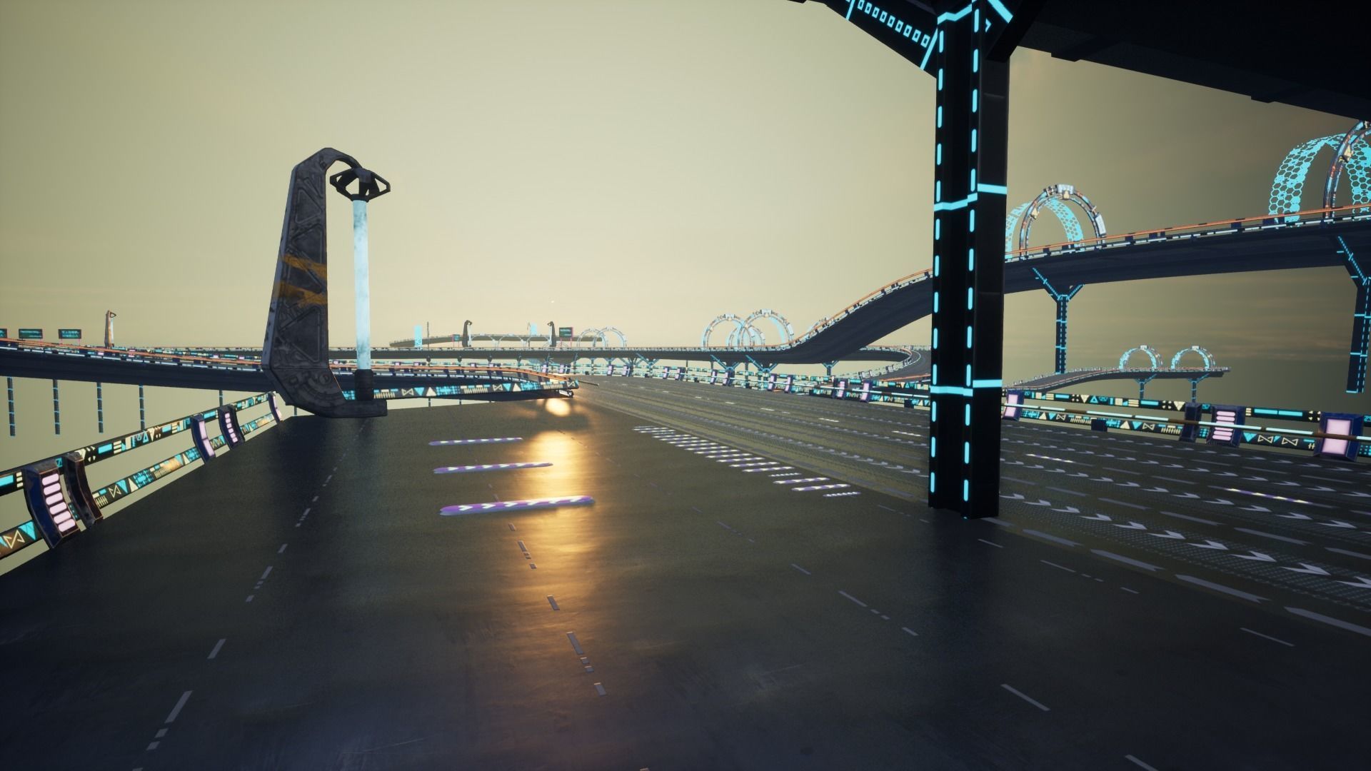 Modular Sci-fi Road  Low-poly 3D model_13
