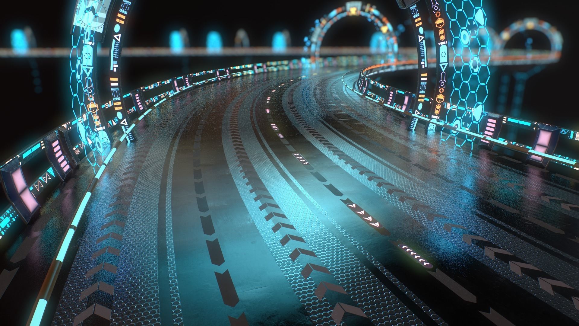 Modular Sci-fi Road  Low-poly 3D model_48