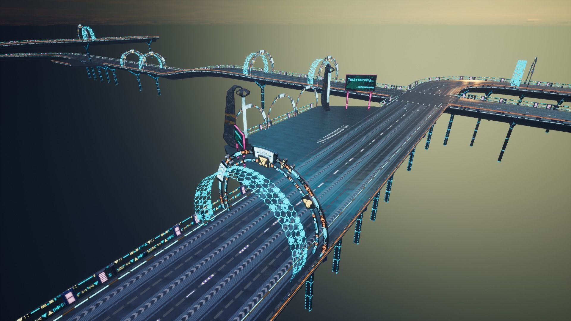 Modular Sci-fi Road  Low-poly 3D model_35