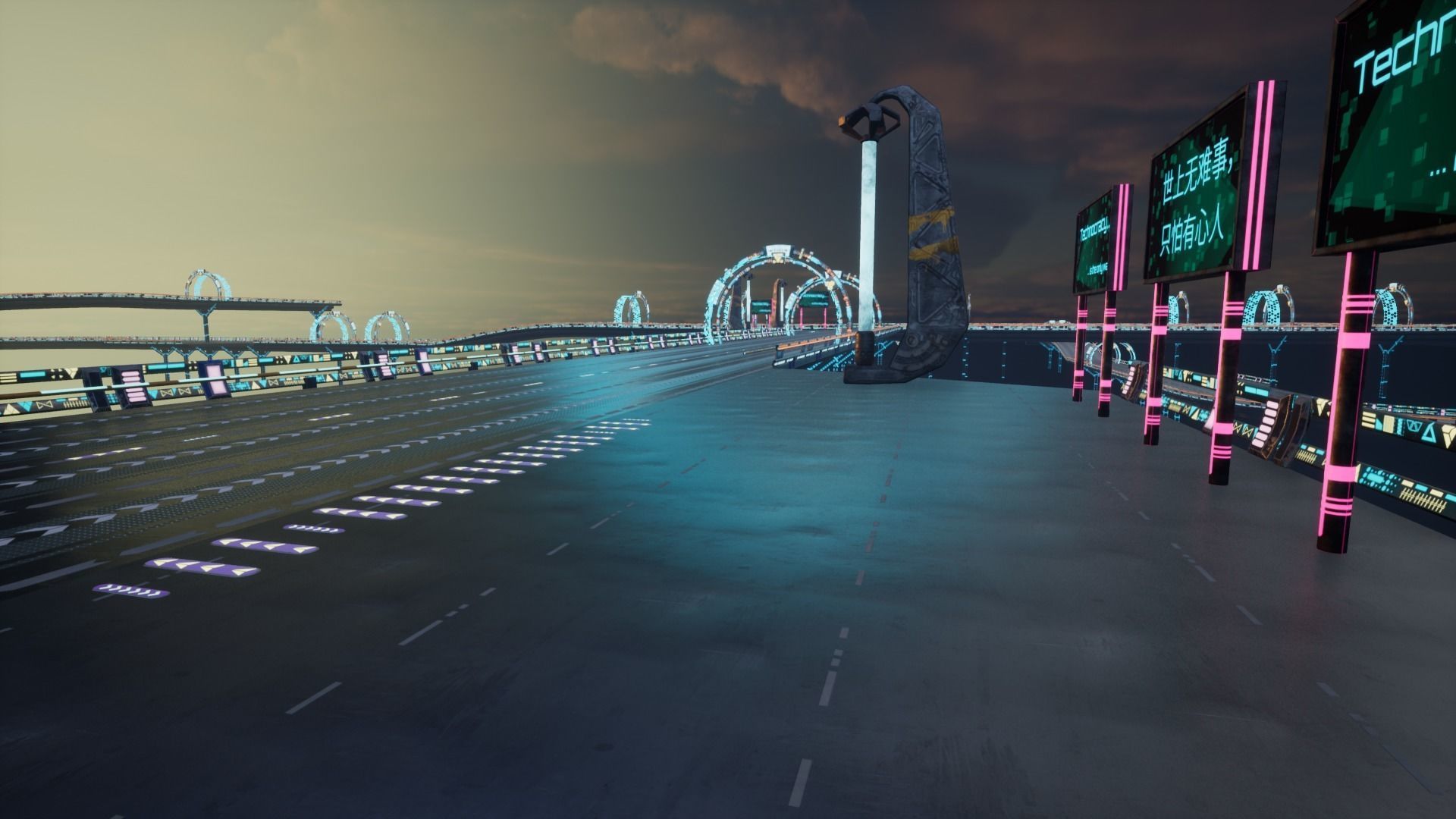 Modular Sci-fi Road  Low-poly 3D model_24