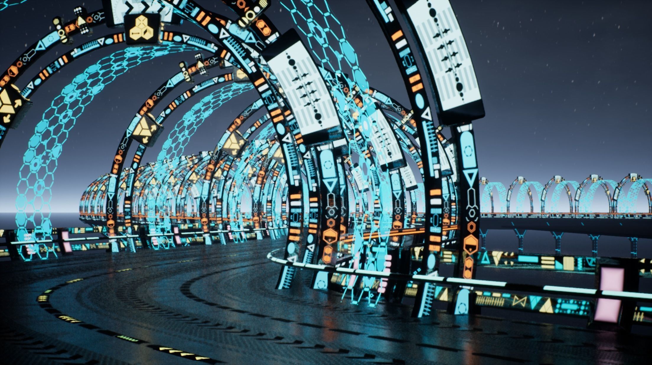 Modular Sci-fi Road  Low-poly 3D model_9