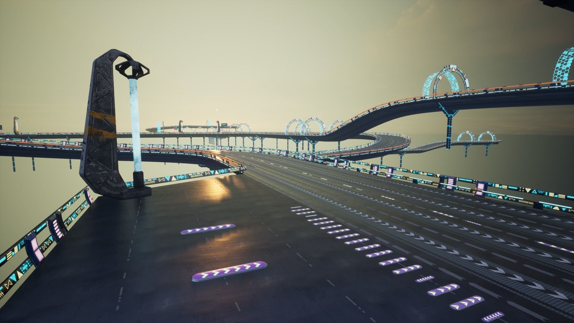 Modular Sci-fi Road  Low-poly 3D model_16