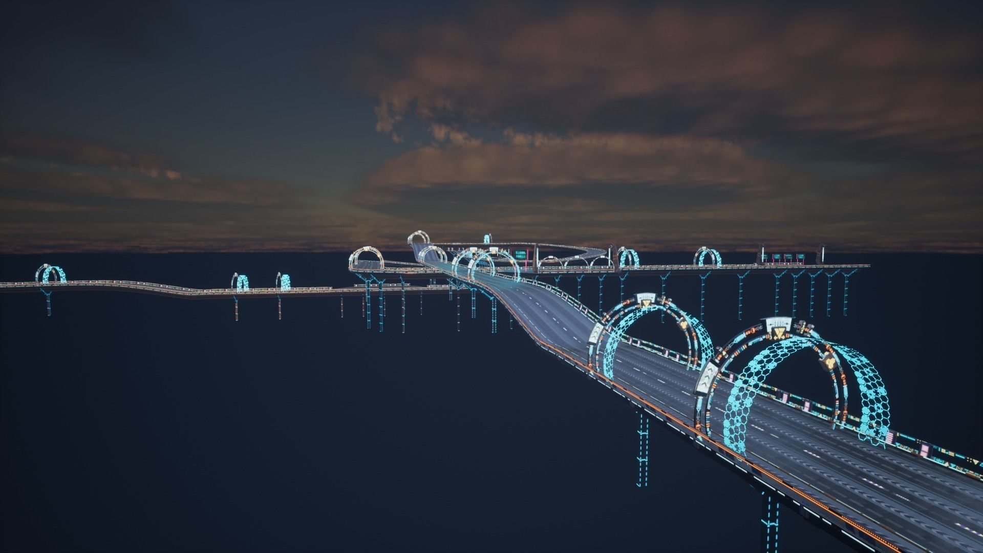 Modular Sci-fi Road  Low-poly 3D model_21