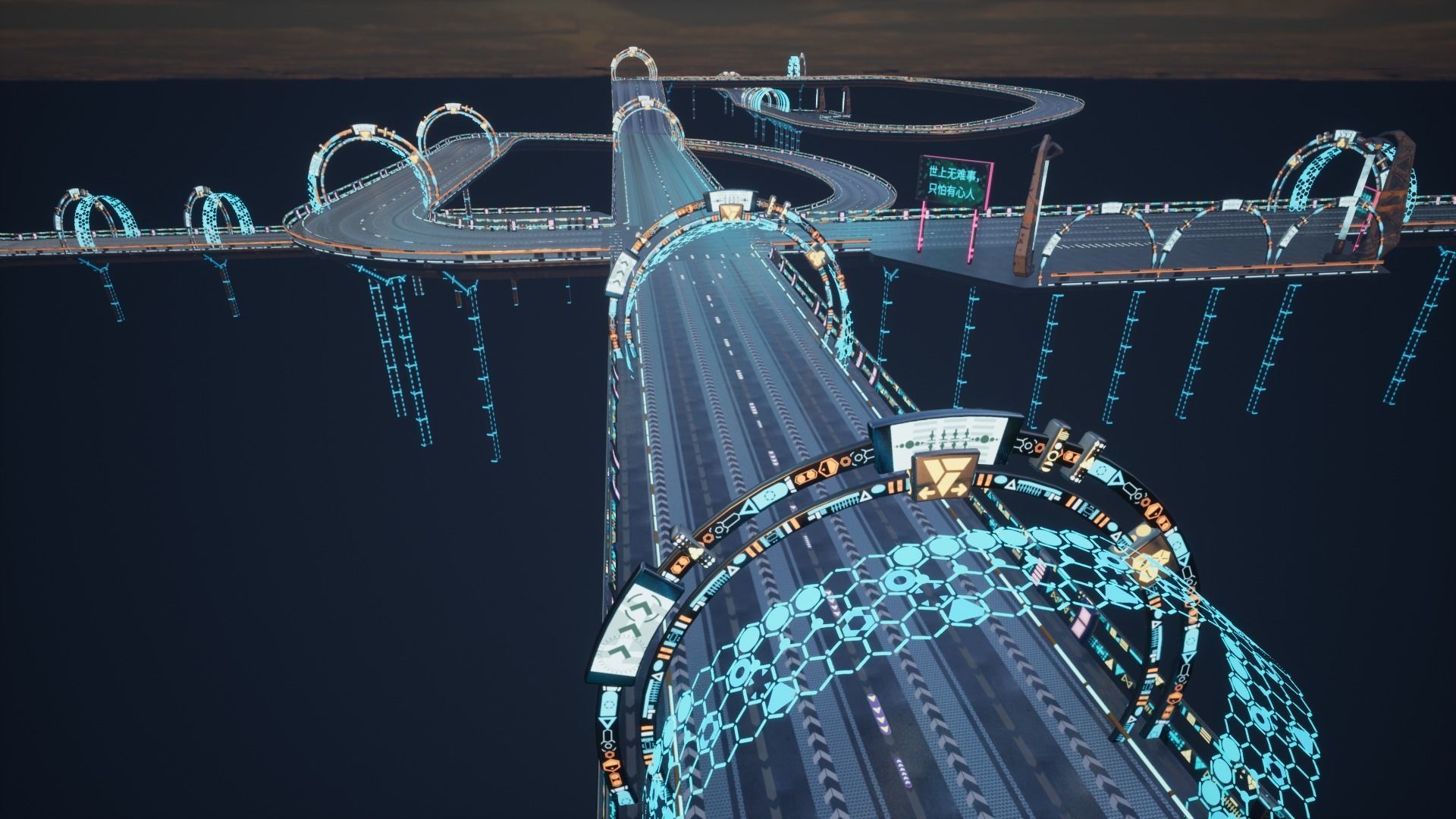 Modular Sci-fi Road  Low-poly 3D model_19