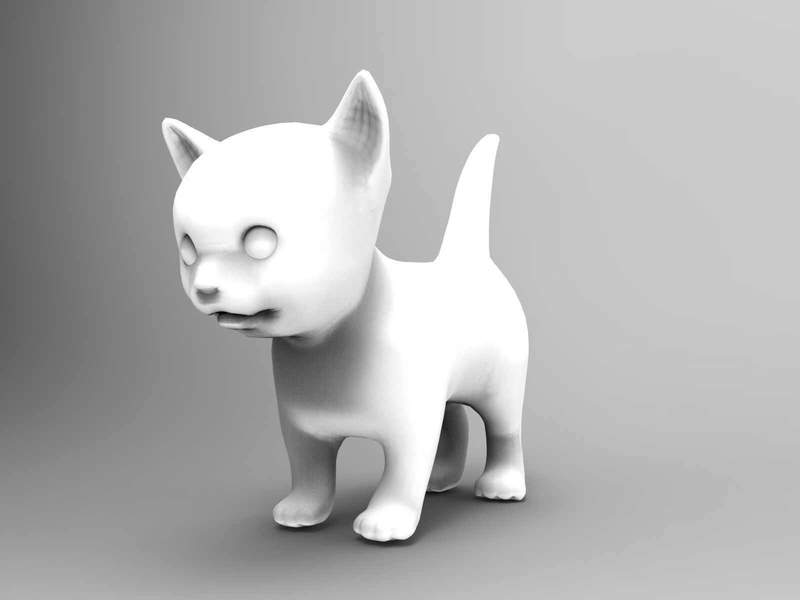 Fur Cute Cat kitten Red 02 No Rig Low-poly 3D model_7