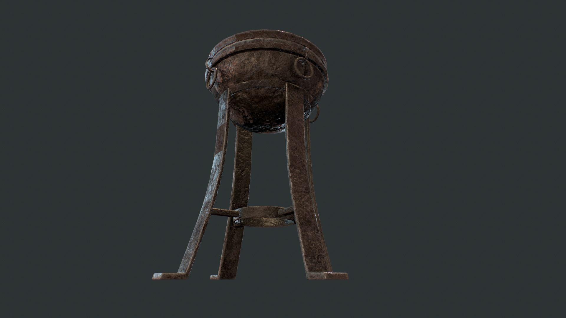 Torch set metal stool Low-poly 3D model_5