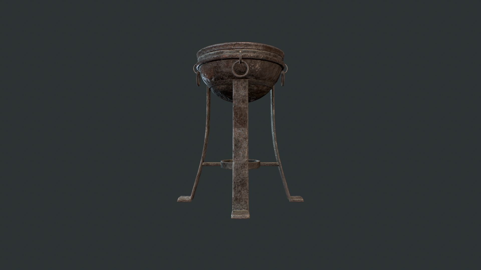 Torch set metal stool Low-poly 3D model_4