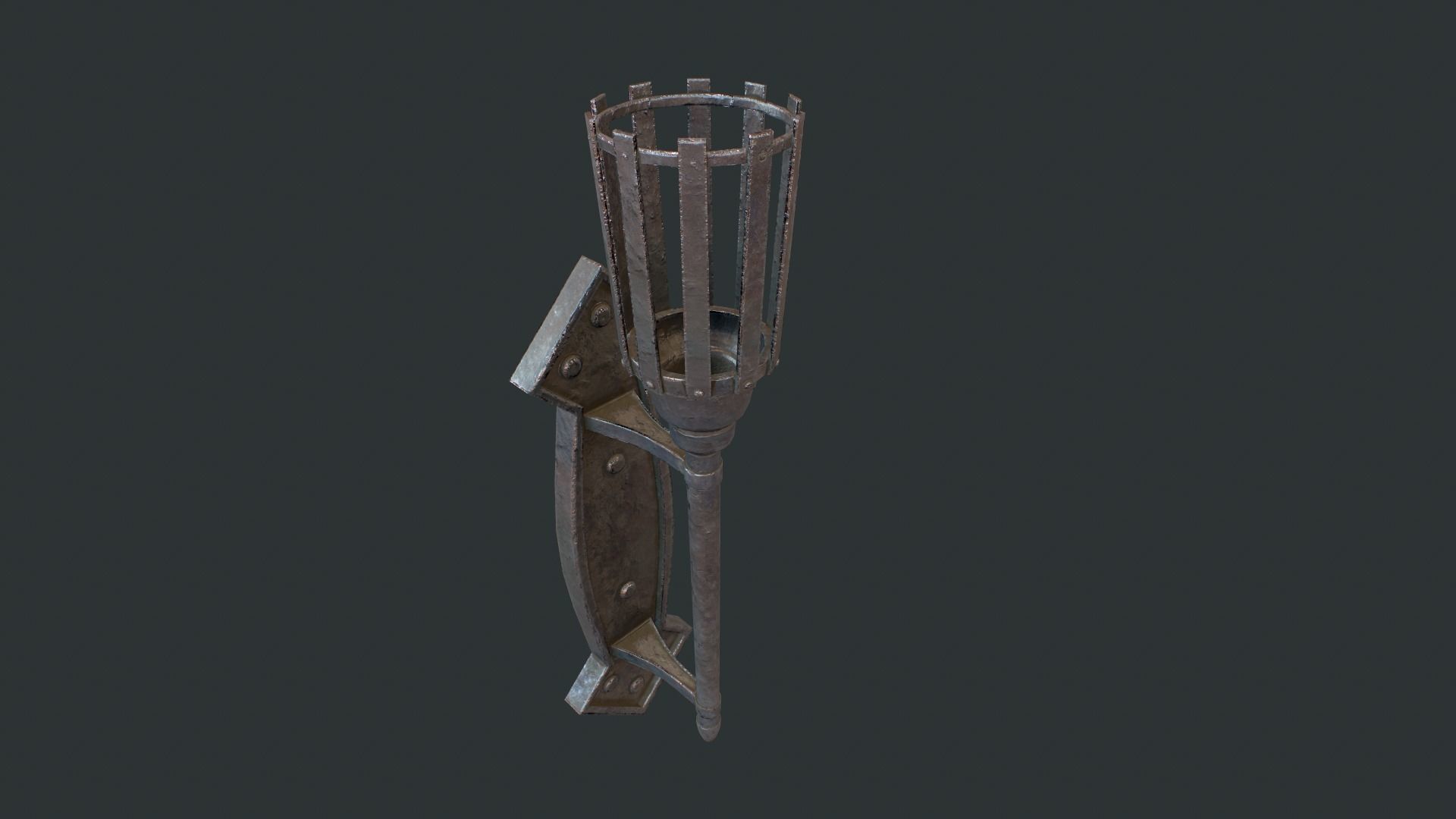 Torch set metal stool Low-poly 3D model_8