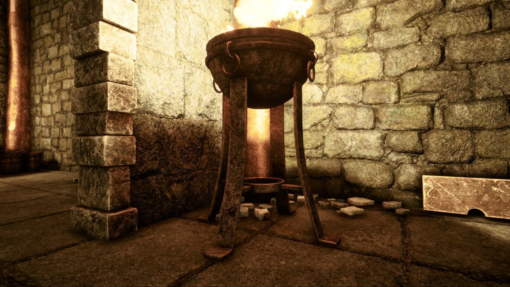 Torch set metal stool Low-poly 3D model_13