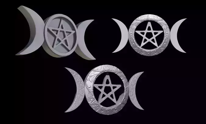 Triple Goddess Symbol Triluna 3D print model
