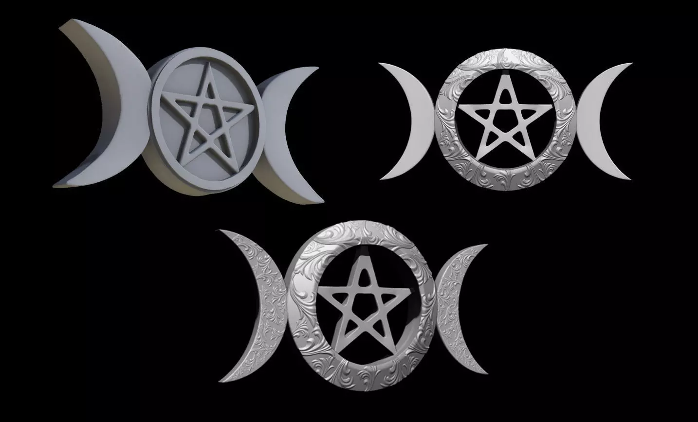 Triple Goddess Symbol Triluna 3D print model