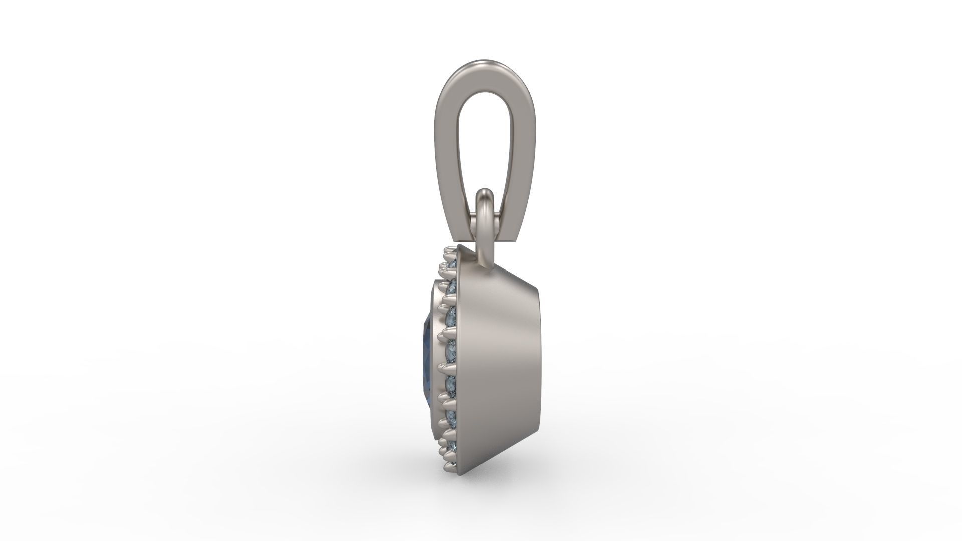 Pendant oval topaz in sterling silver 3D print model_4