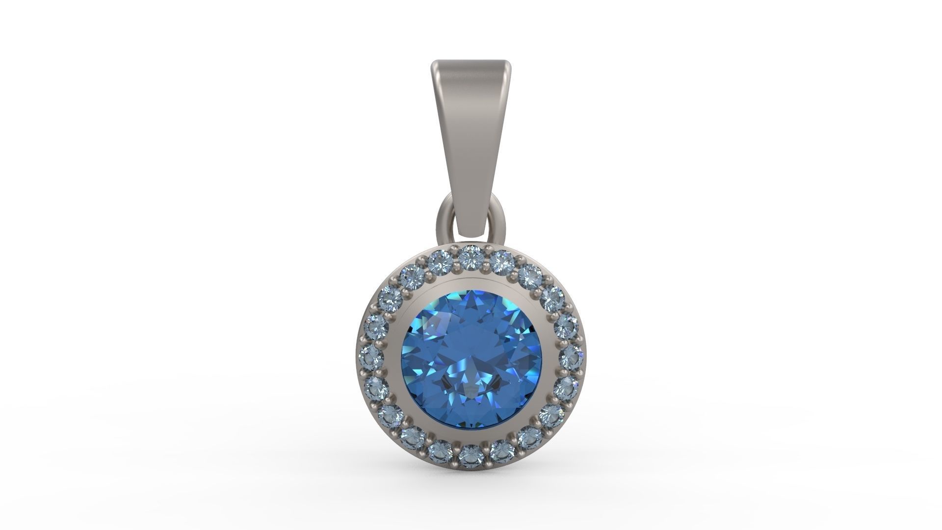 Pendant oval topaz in sterling silver 3D print model_2