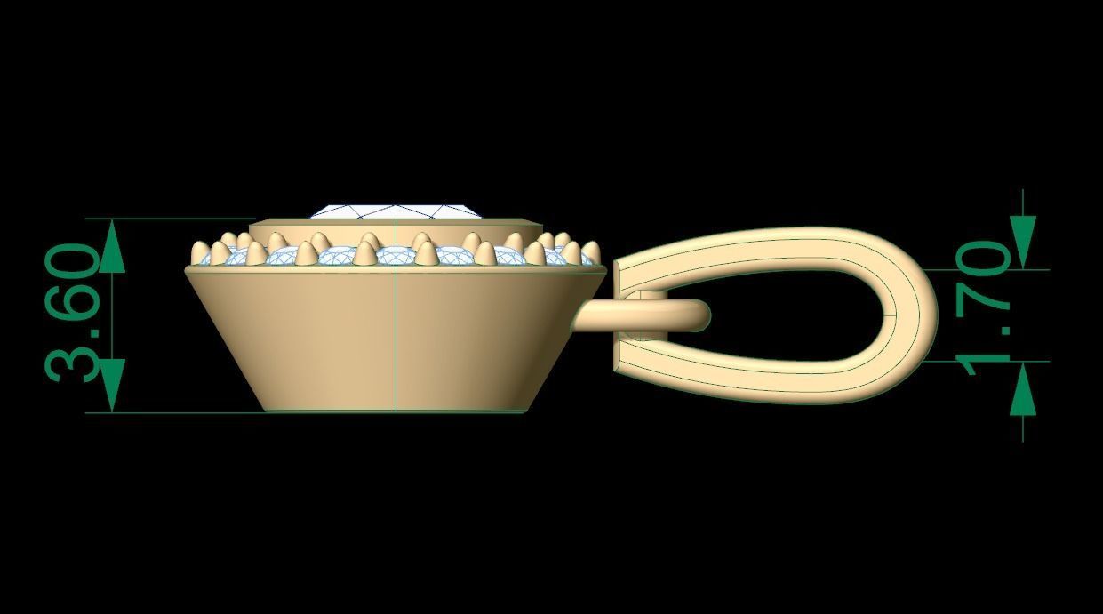 Pendant oval topaz in sterling silver 3D print model_8