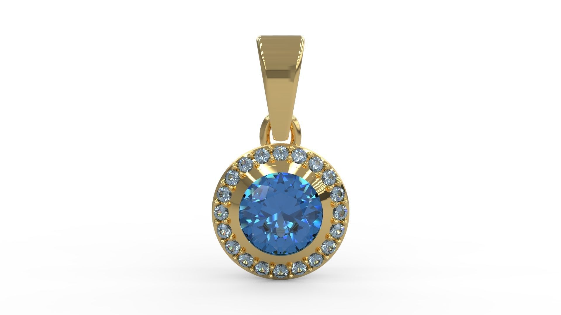 Pendant oval topaz in sterling silver 3D print model_1