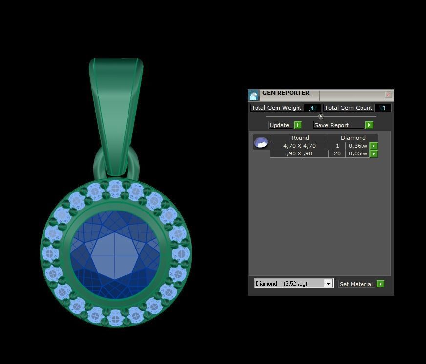 Pendant oval topaz in sterling silver 3D print model_7