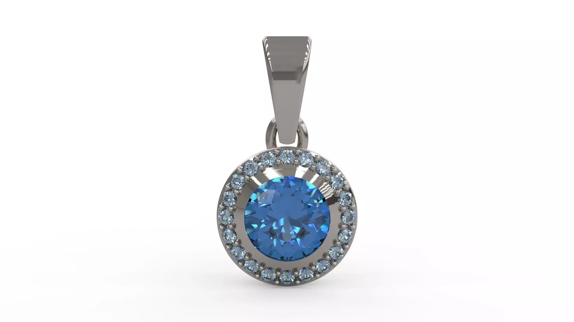 Pendant oval topaz in sterling silver 3D print model_0