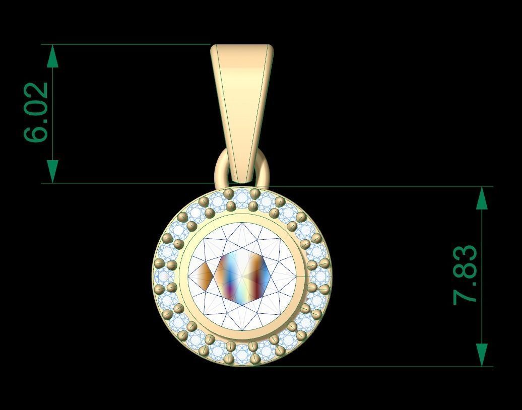 Pendant oval topaz in sterling silver 3D print model_9