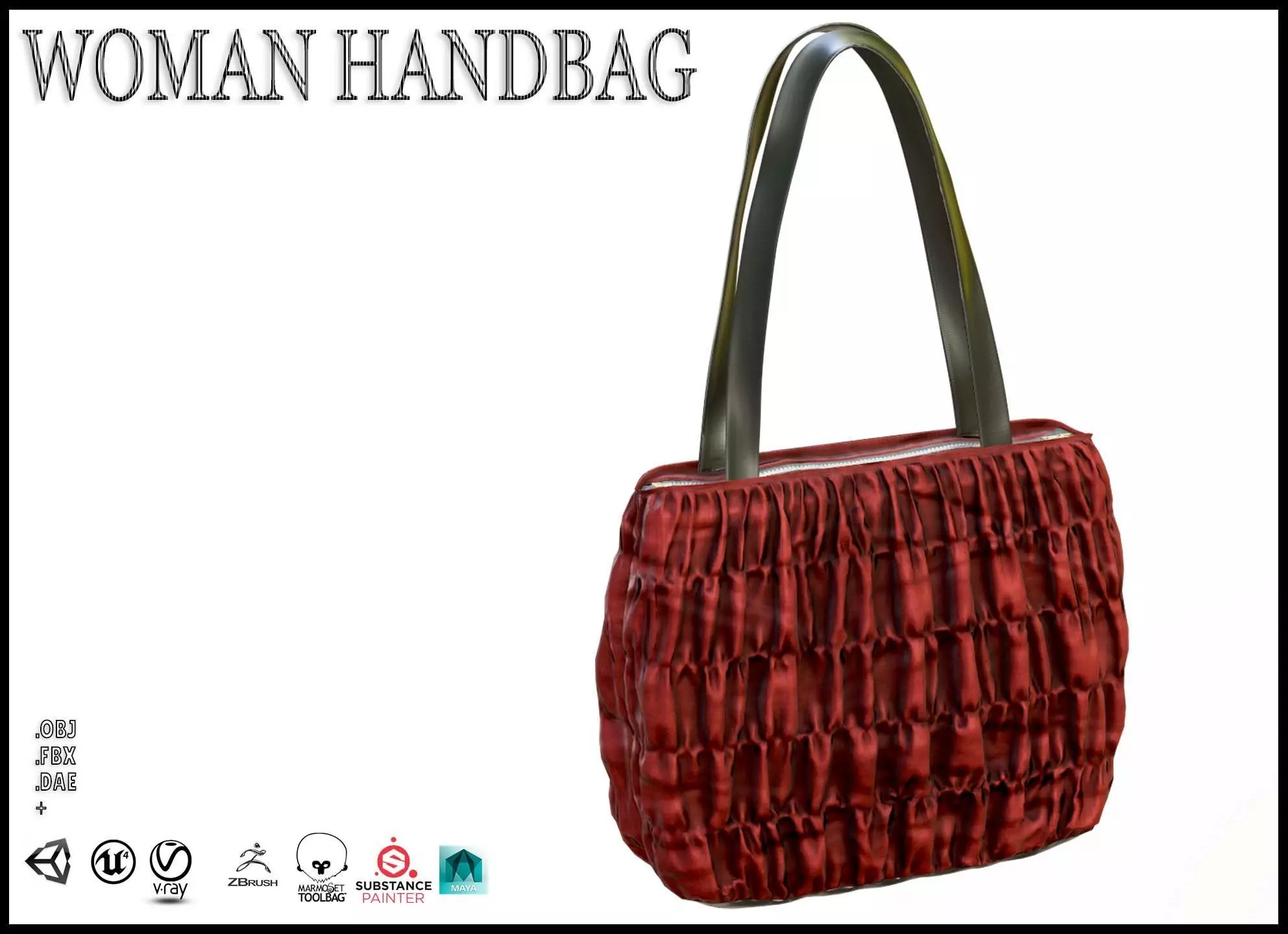 Elegant Woman Handbag Low-poly 3D model_0