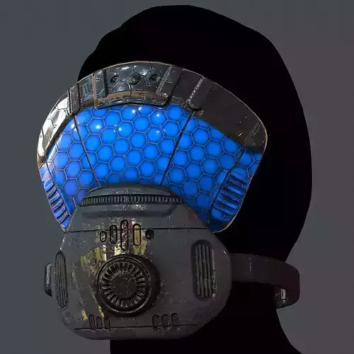 Gas mask helmet 3d model scifi Low-poly 