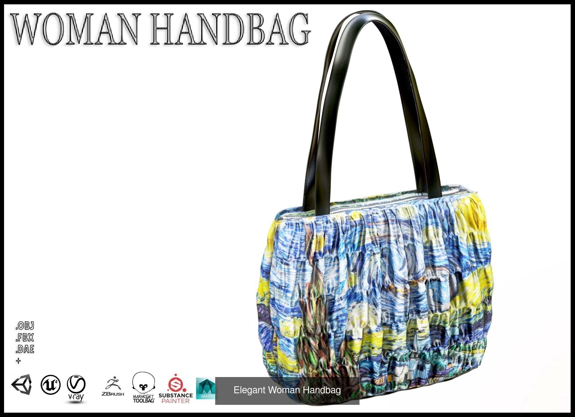 Elegant Woman Handbag 3D Model Collection_14