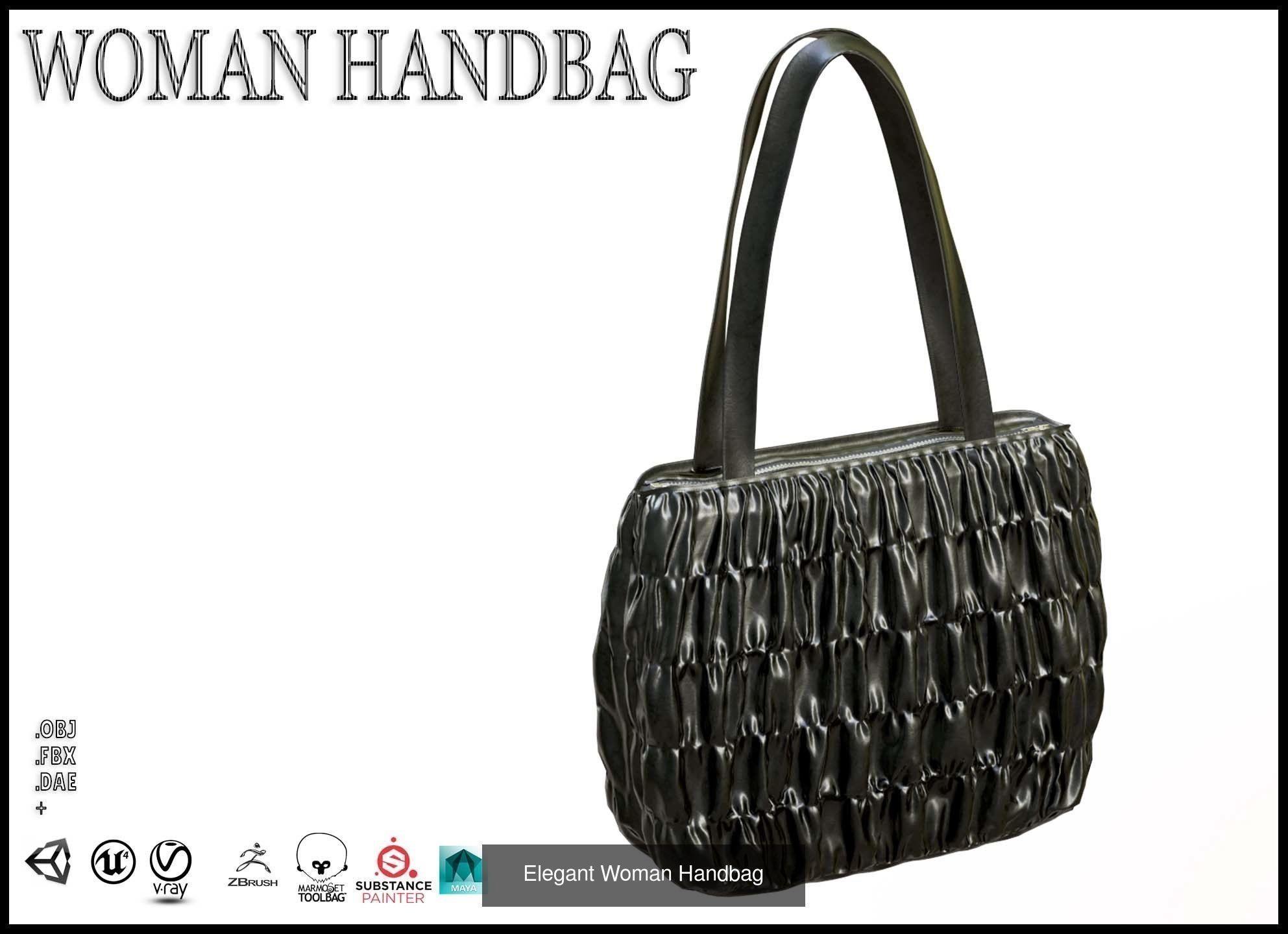 Elegant Woman Handbag 3D Model Collection_9