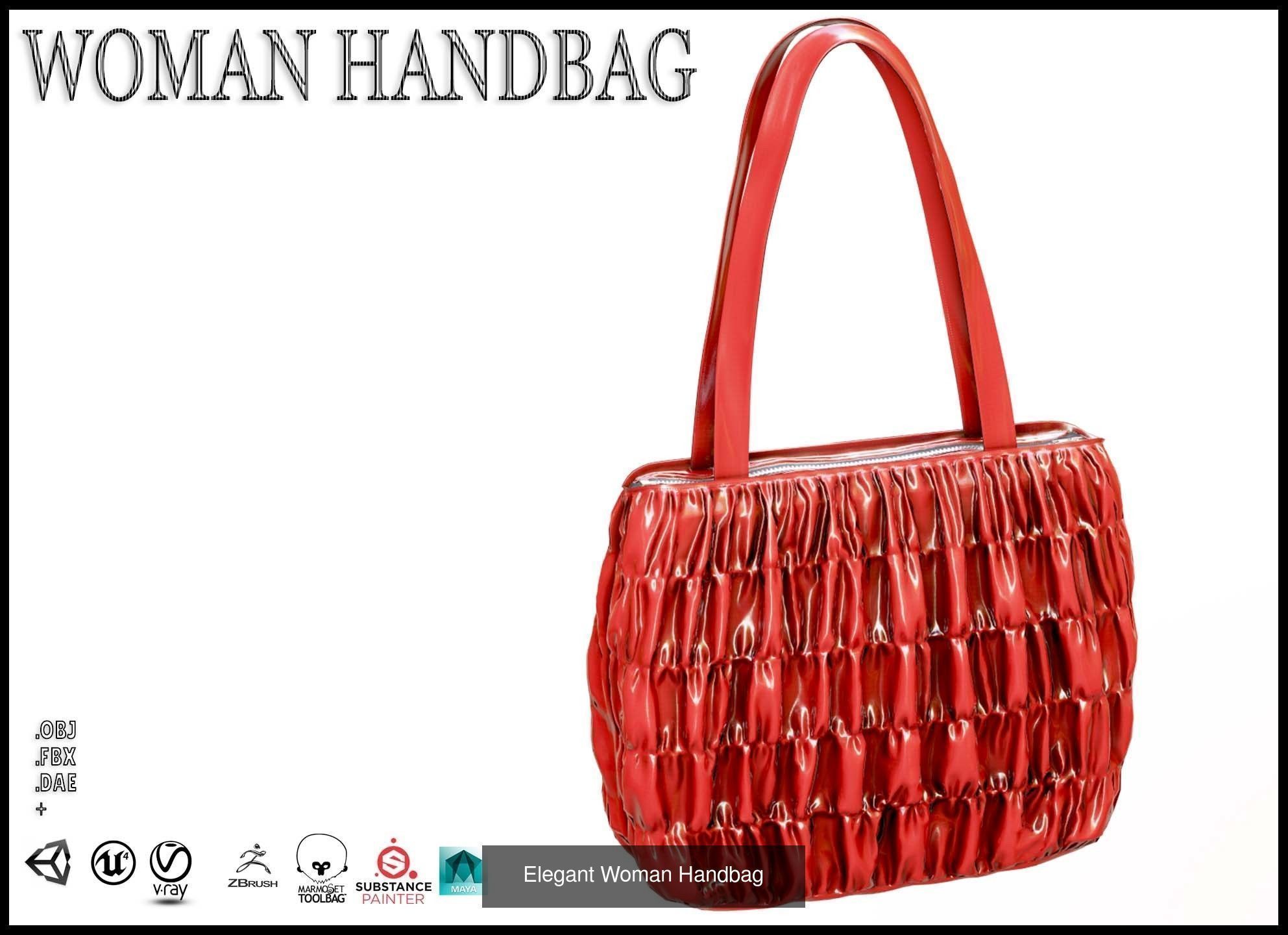 Elegant Woman Handbag 3D Model Collection_12