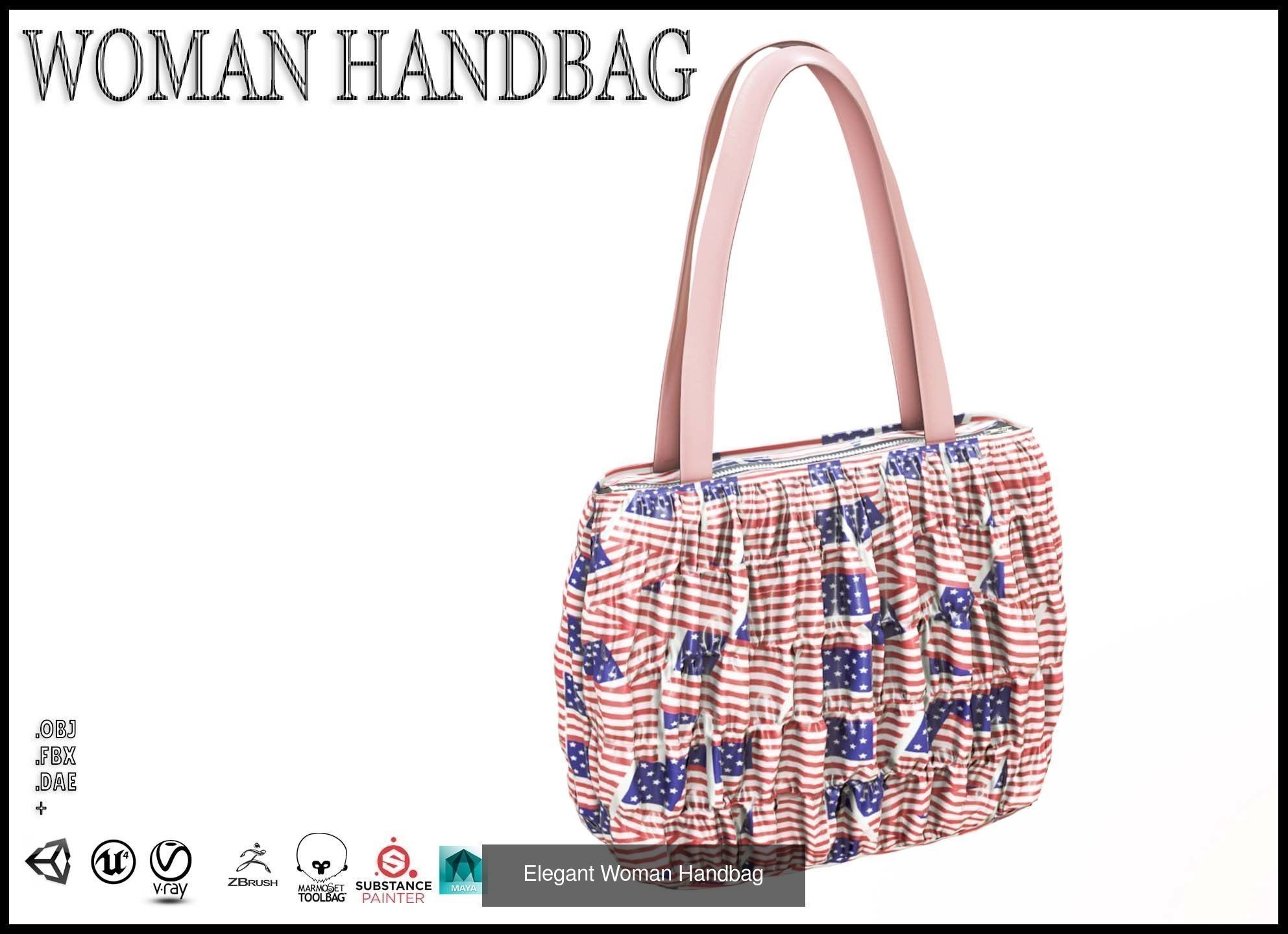 Elegant Woman Handbag 3D Model Collection_11