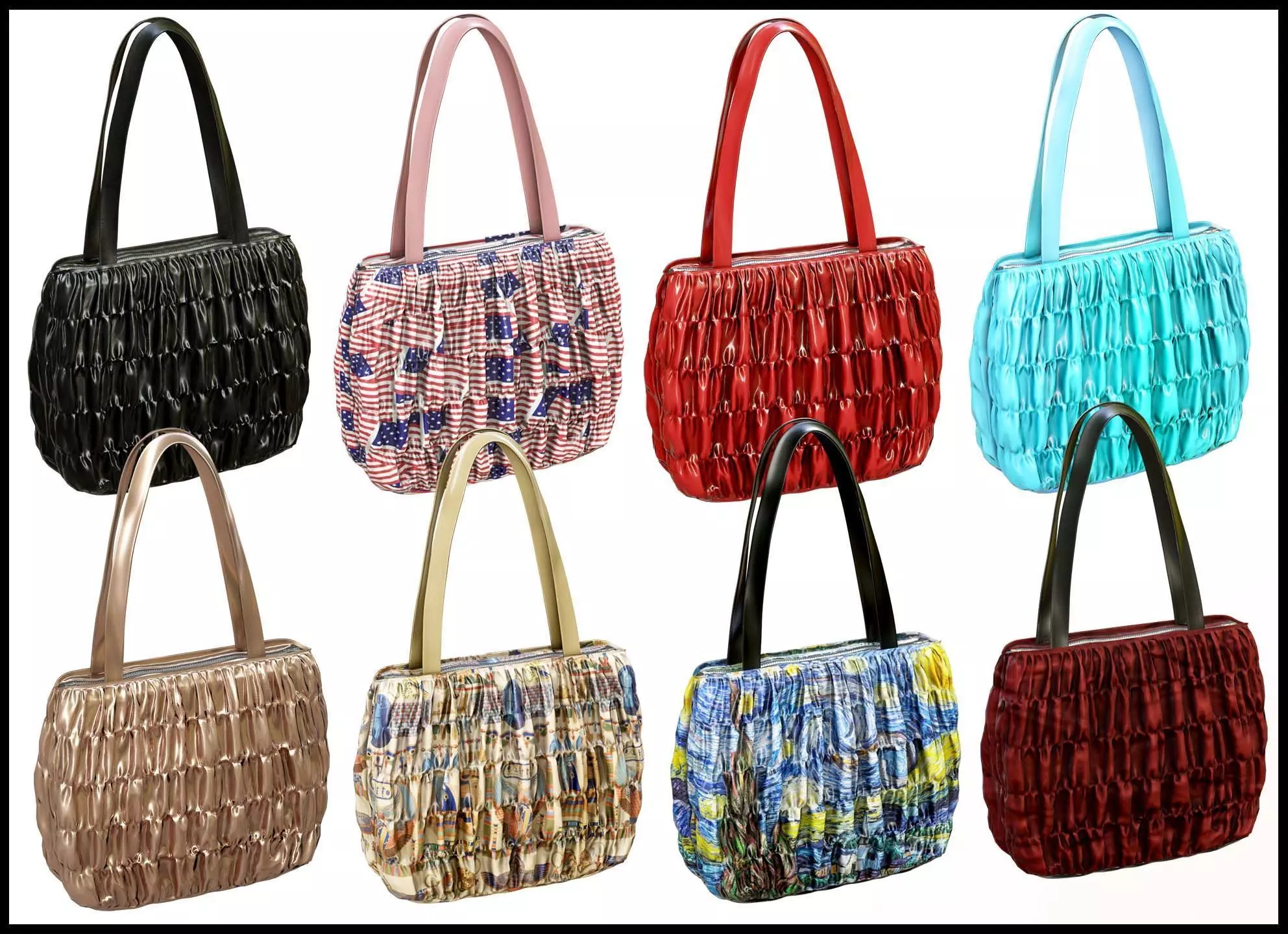 Elegant Woman Handbag 3D Model Collection_0