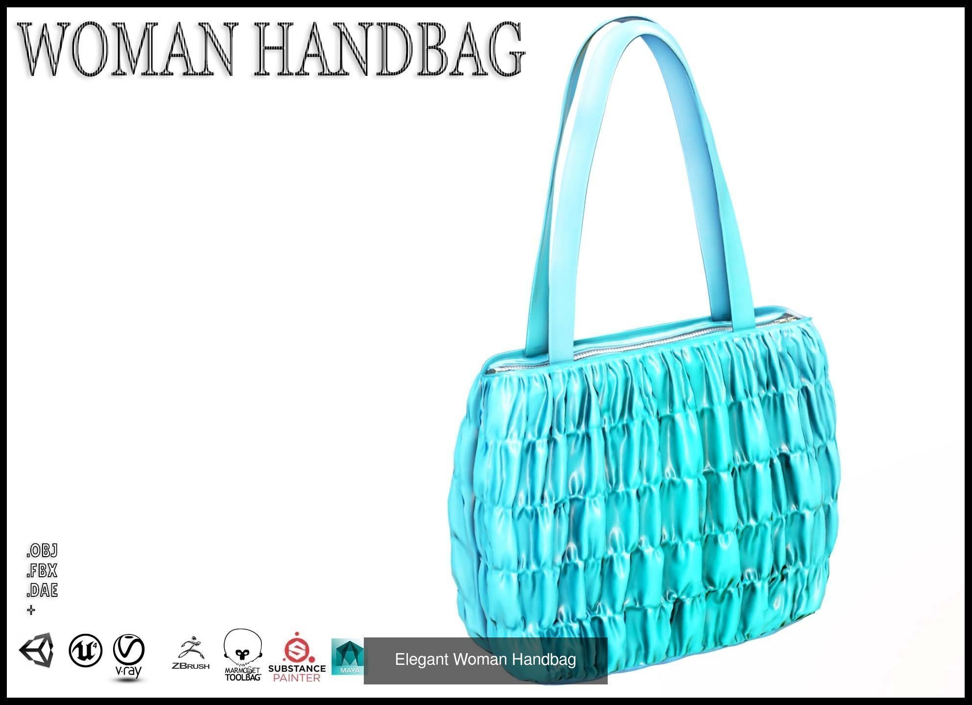 Elegant Woman Handbag 3D Model Collection_16