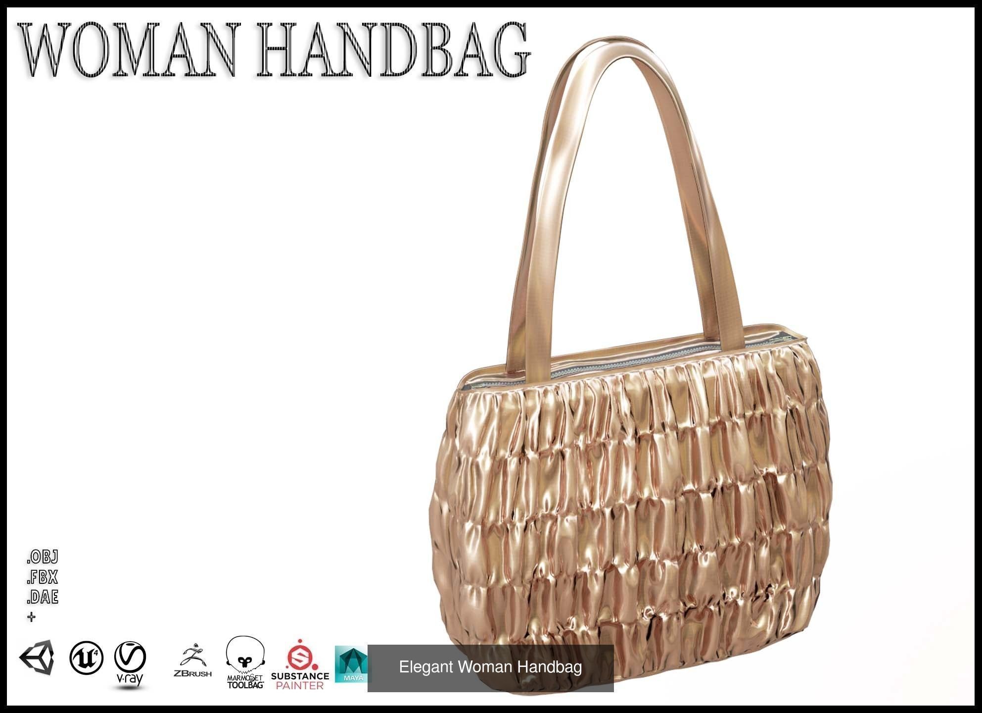 Elegant Woman Handbag 3D Model Collection_10