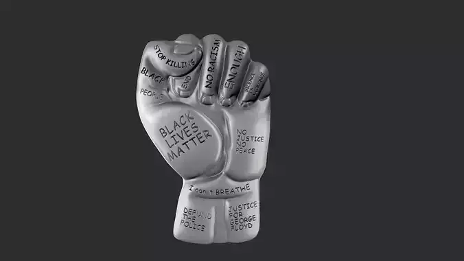3d STL models for CNC Black Lives Matter fist with text 3D print model