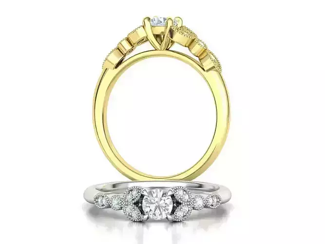Solitaire Milgrain Classic Ring with 4mm stone 3dmodel