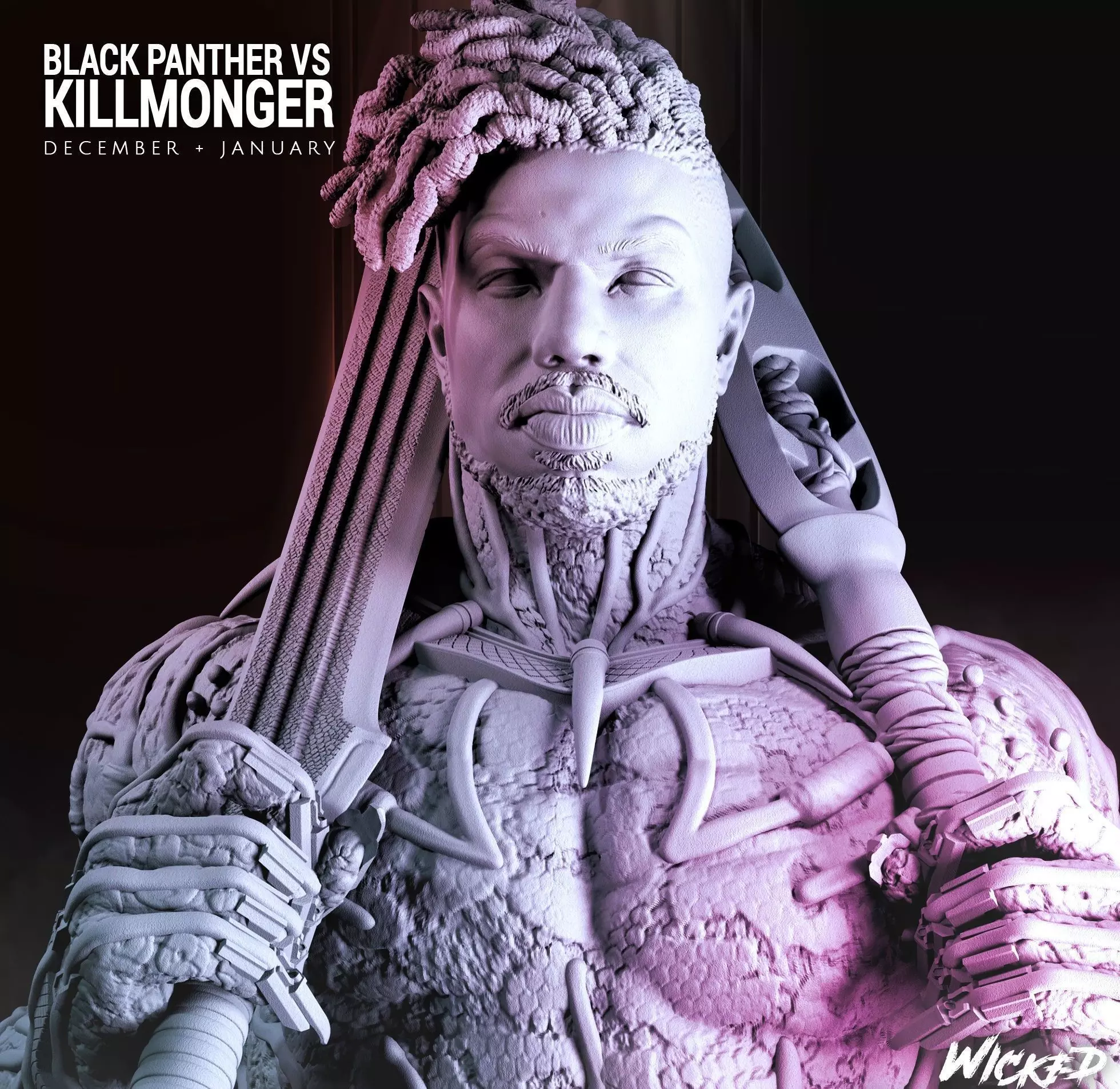 Wicked Marvel Killmonger STLs Bust ready for printing 3D print model_0