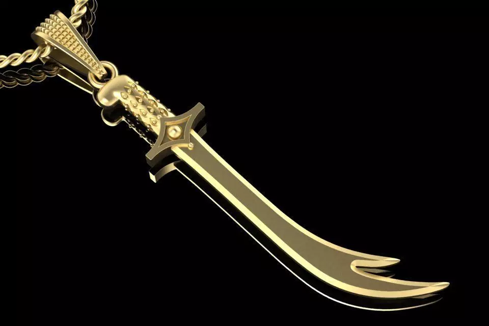 pendant sword Zulfiqar 3D print model_0