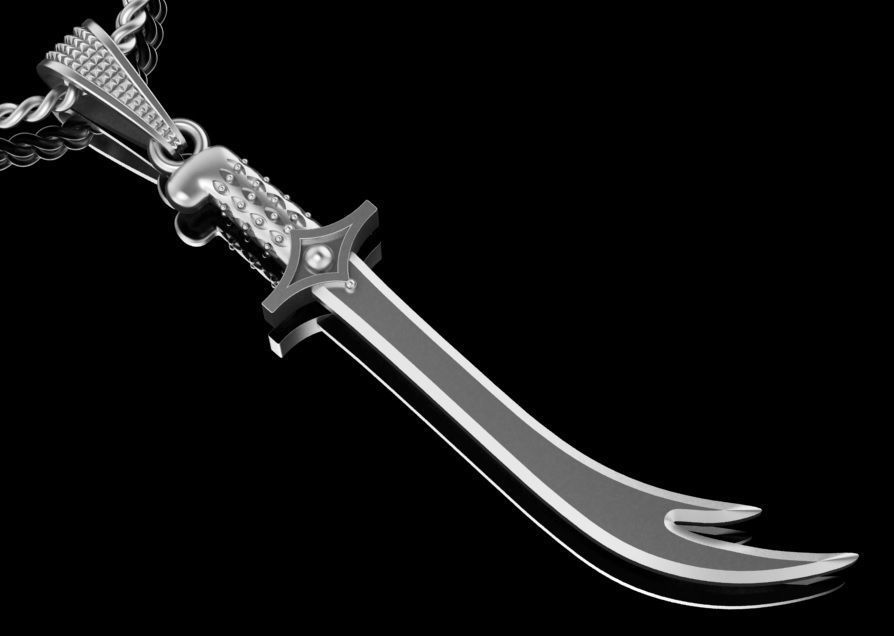 pendant sword Zulfiqar 3D print model_1