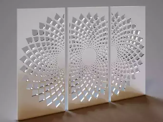 Screen set of three wall panels