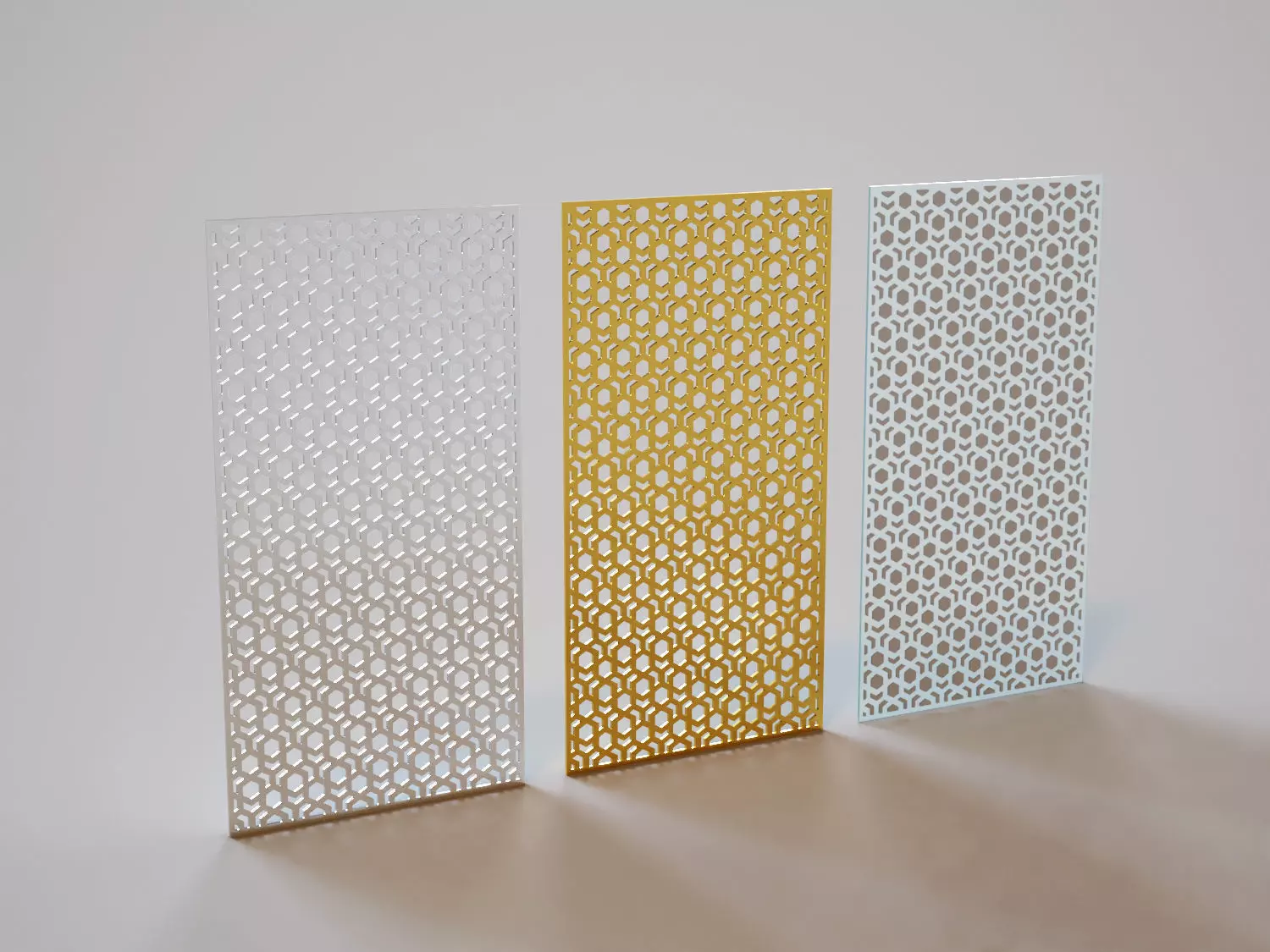 Partition perforated metal panel 3D model_0