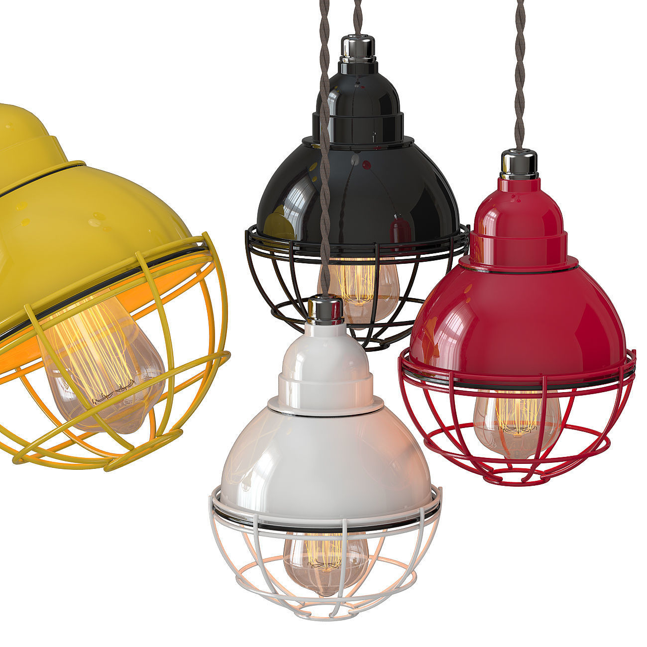 Chandelier Garage Retro Color Light 3D model_1