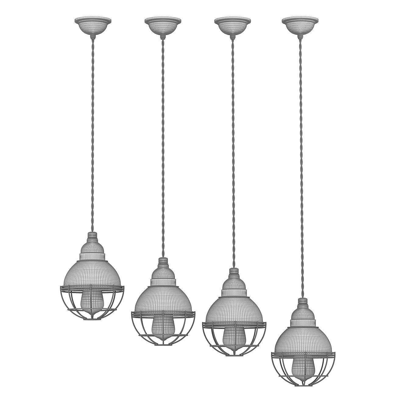Chandelier Garage Retro Color Light 3D model_3