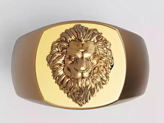Lion Cushion Ring Silver Gold  Print