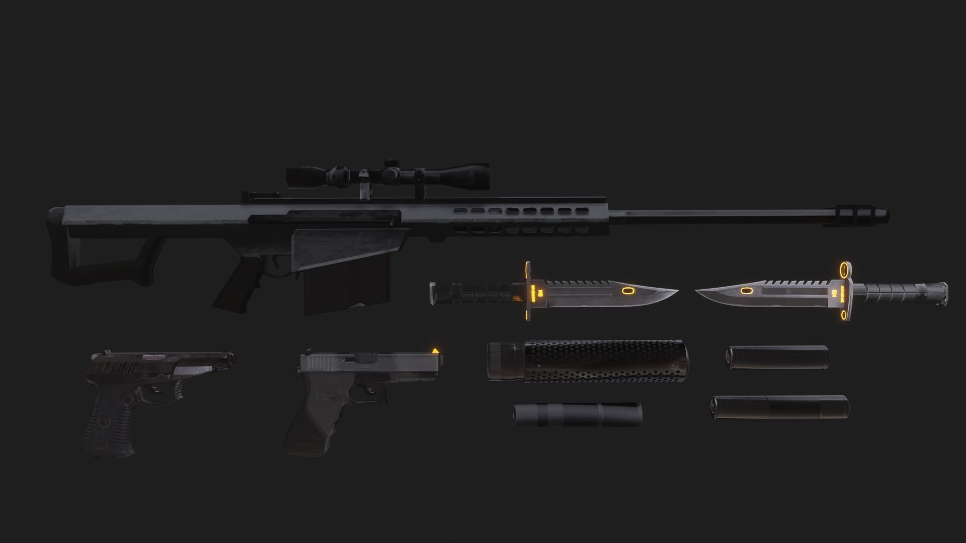 Sniper Assasin Low-poly 3D model_45