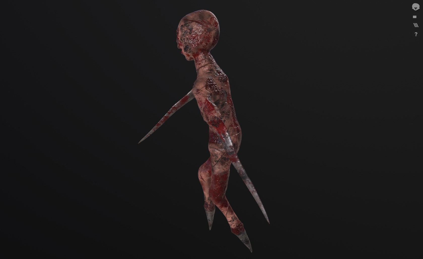 Burned Mutated Creature  Low-poly 3D model_2