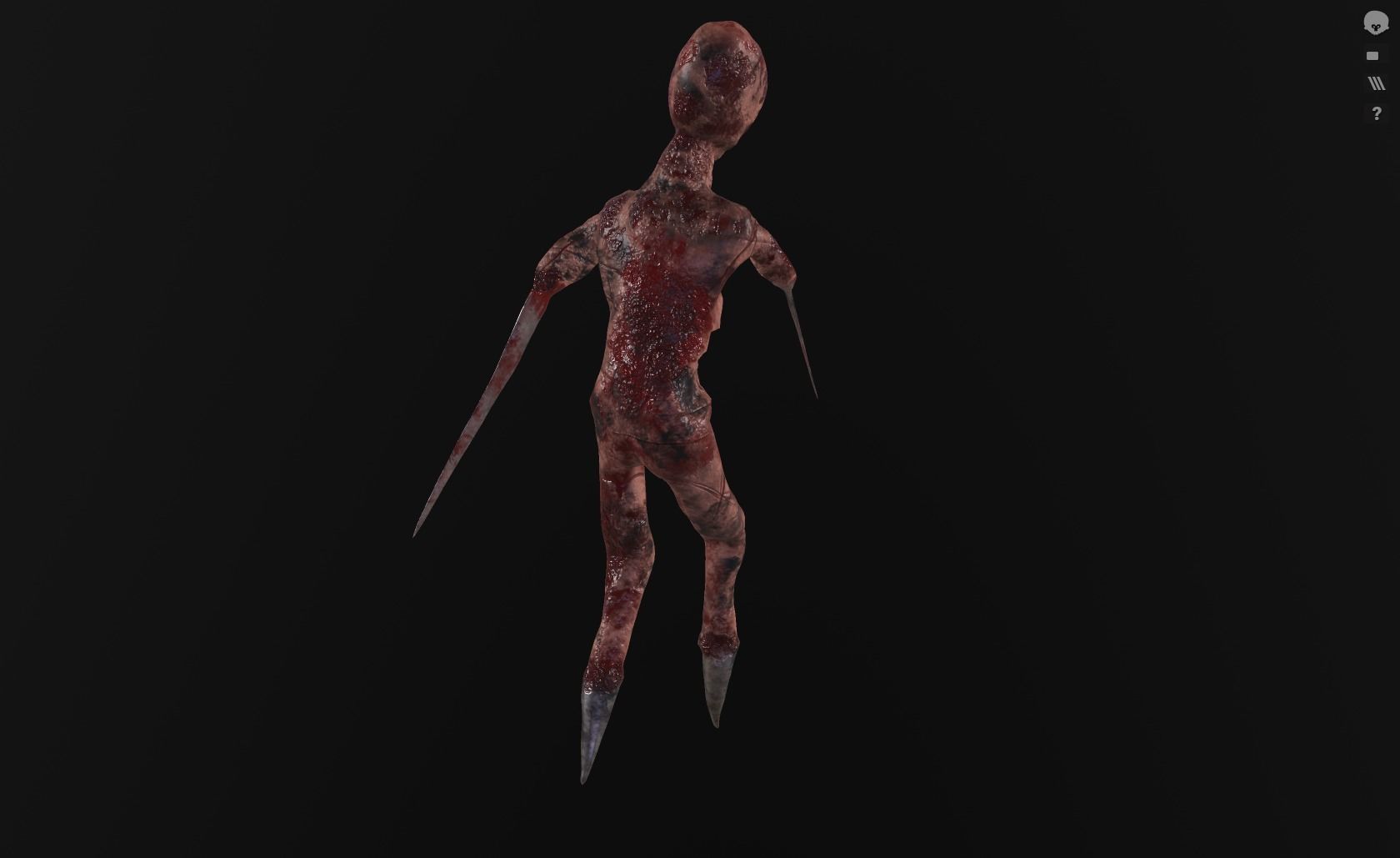 Burned Mutated Creature  Low-poly 3D model_3