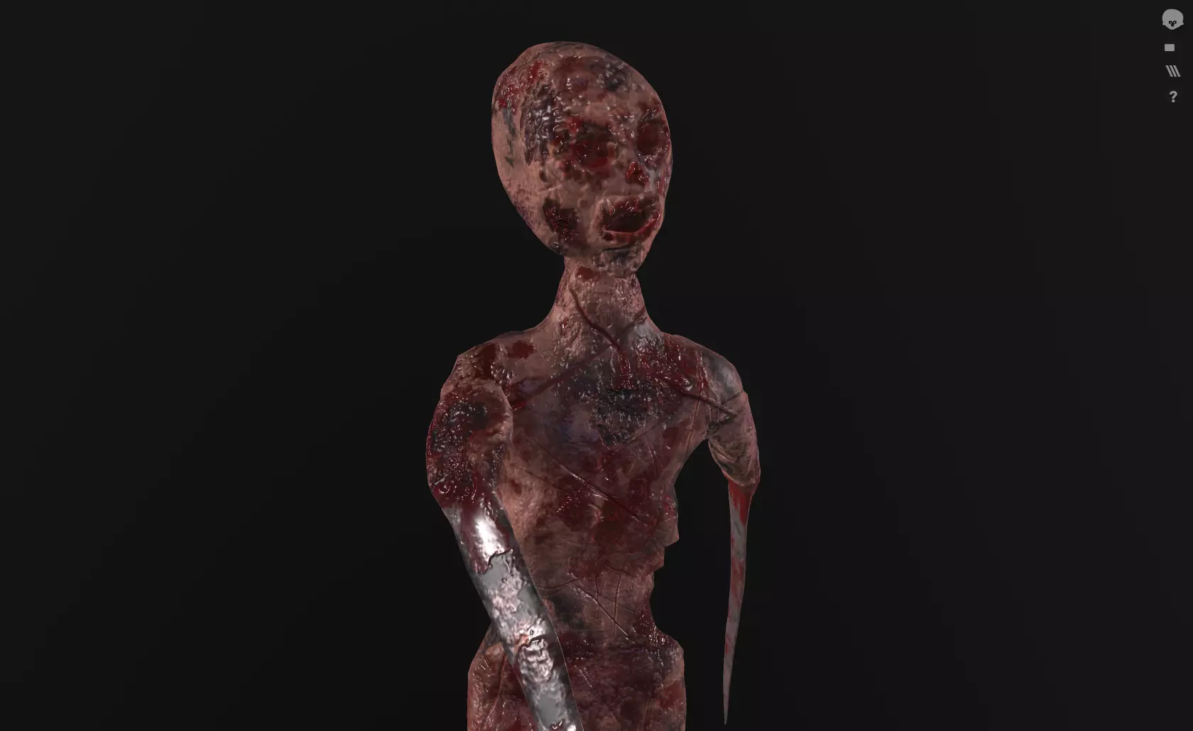 Burned Mutated Creature  Low-poly 3D model_0