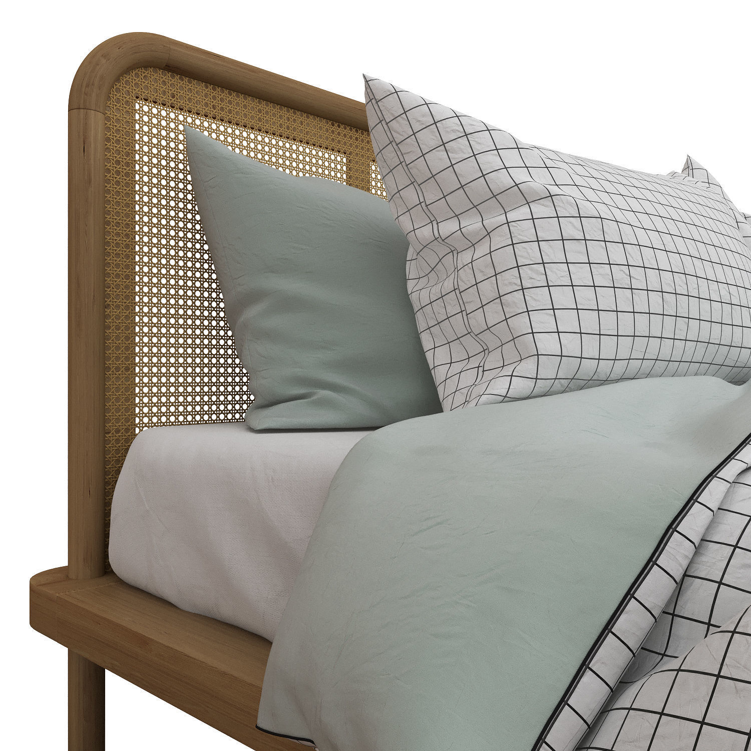 Norah Rattan Queen Bed 3D model CGTrader