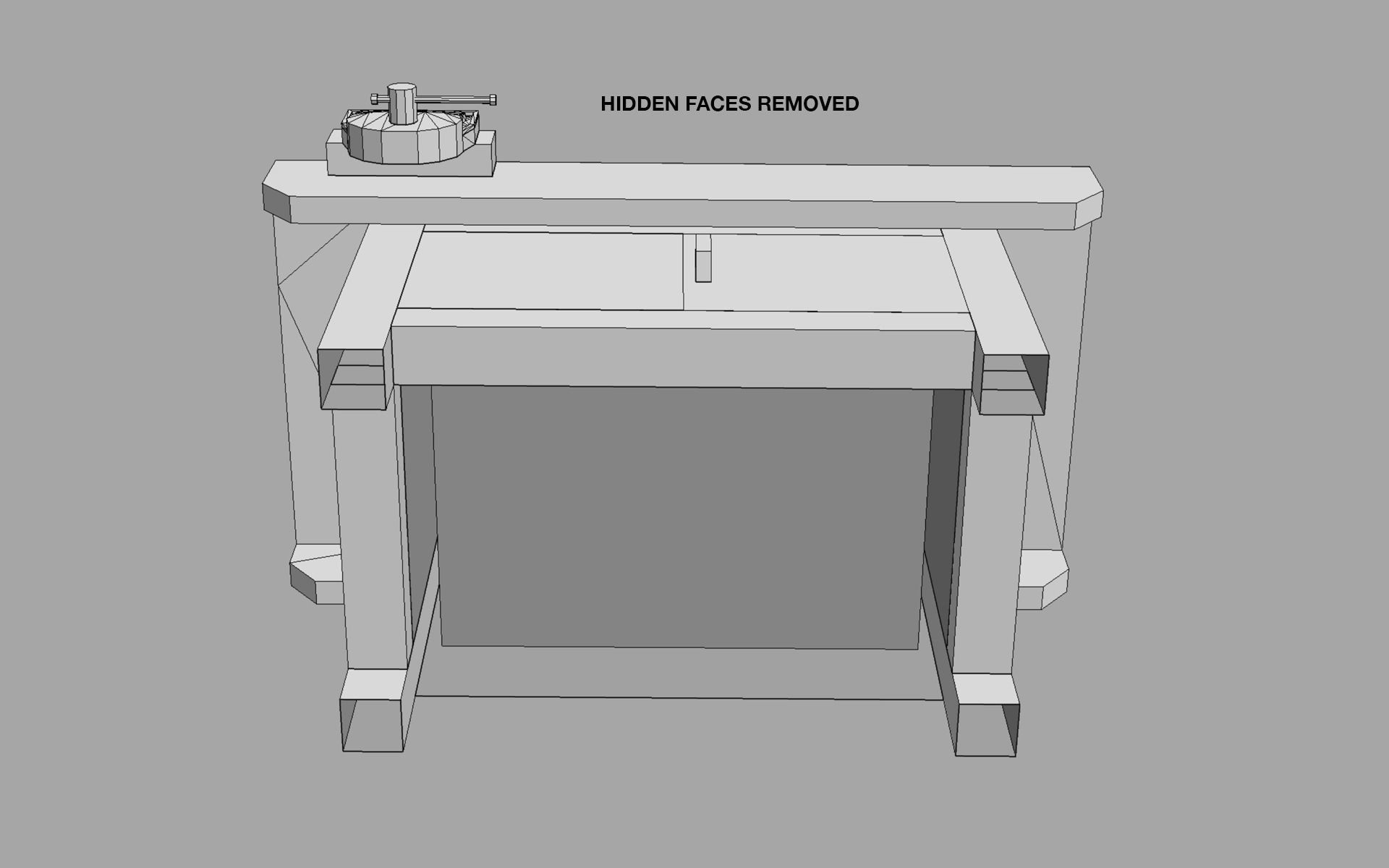 Workbench wooden with knob Low-poly 3D model_5