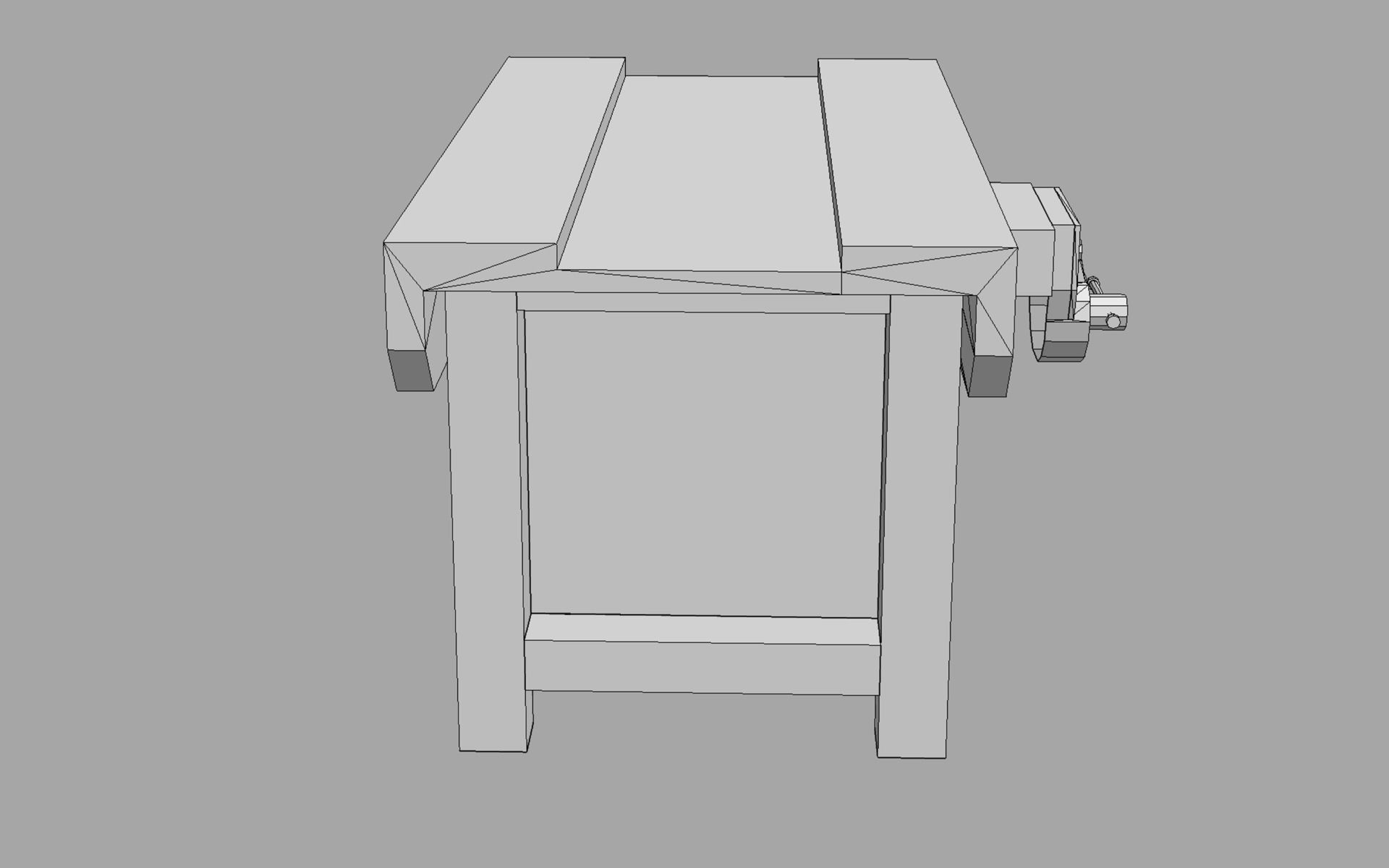Workbench wooden with knob Low-poly 3D model_6